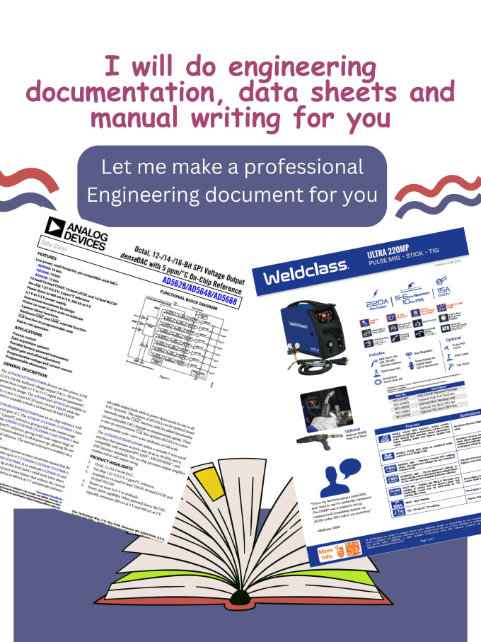 Gig Preview - Do engineering documentation, data sheet, and manual writing