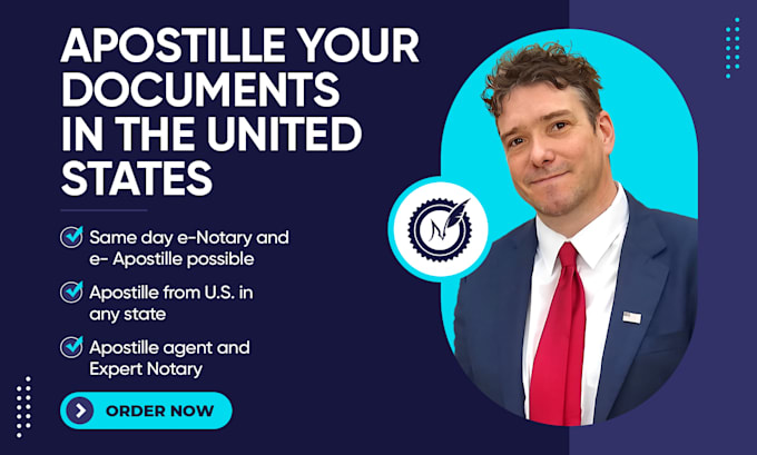 Gig Preview - Apostille and be your notary for documents in united states