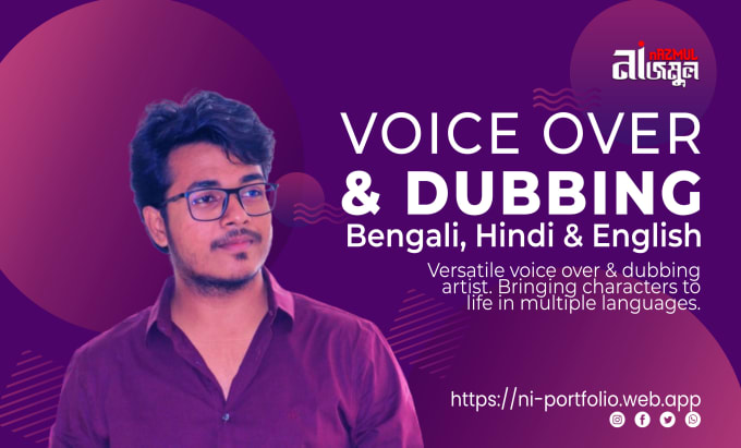 Gig Preview - Deliver high quality voice over and dubbing in bengali, english, and hindi