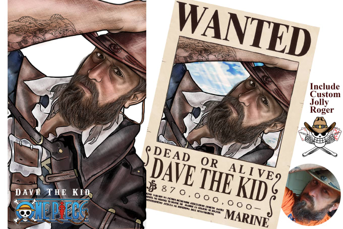 Gig Preview - Draw custom bounty one piece wanted poster