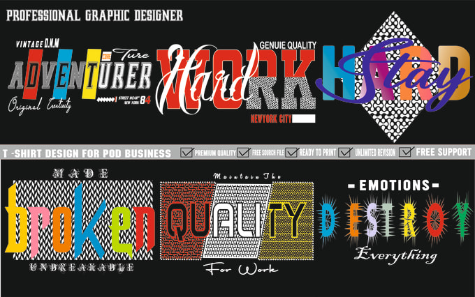 Bestseller - create standard graphics and amazing text t shirts design