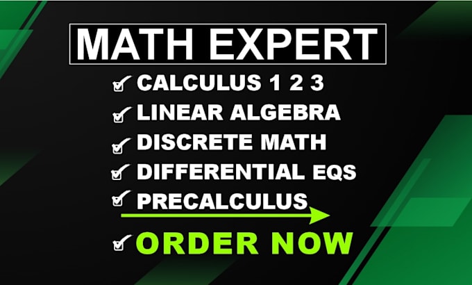 Gig Preview - Tutor business calculus 1 2 3 discrete math linear algebra differential equation