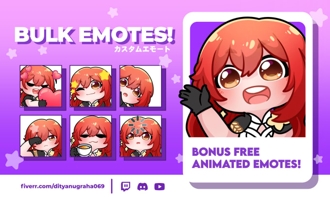 Gig Preview - Create cute chibi twitch kick emotes in bulk