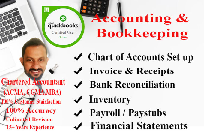 Gig Preview - Manage accounting and bookkeeping in quickbooks, wave, etc