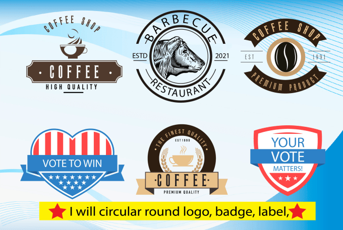 Gig Preview - Circular round logo, badge, vintage, label,design