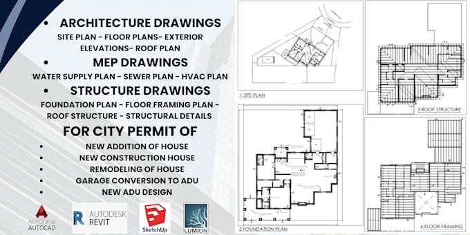 Gig Preview - Create 2d floor plans and architectural drawings in autocad, revit