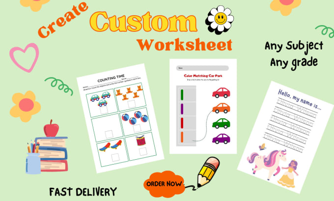 Gig Preview - Create custom math, english, science worksheets activity books for kids