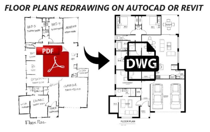 Gig Preview - Redraw or convert pdf, blueprint, sketch, or image into dwg in autocad or revit