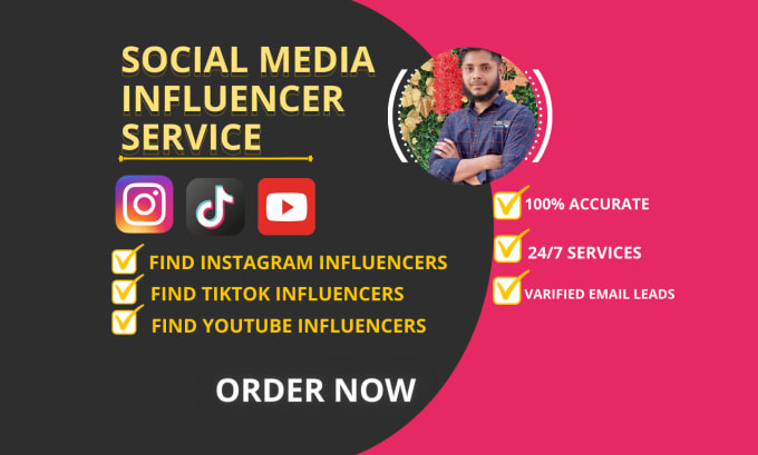 Gig Preview - Find best social media influencer list for influencer marketing