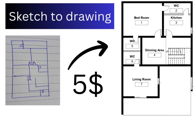 Gig Preview - Redraw floor plan, convert sketches, pdf, images to autocad