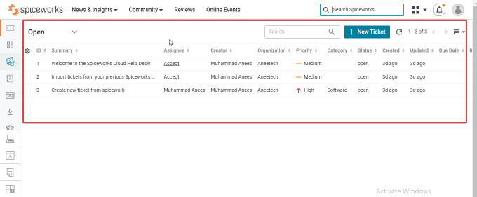 Gig Preview - Manage and keep a record of your tickets on the spiceworks