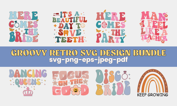 Gig Preview - Create retro typography wavy t shirt design and svg bundle