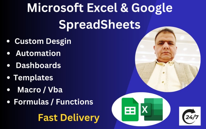 Gig Preview - Create automate google sheets, excel formula, macro, vba