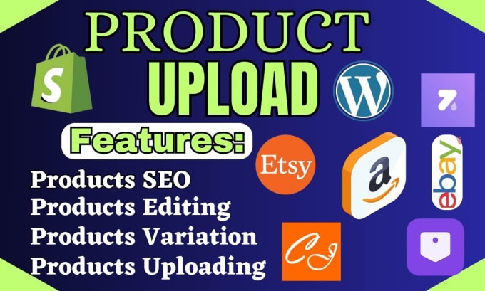 Gig Preview - Upload bulk product to shopify wocommerce bigcartel etsy prestashop ecwid amazon