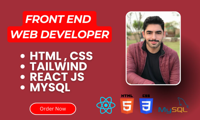 Gig Preview - Be your front end web developer using HTML,CSS,tailwind,react js and mysql