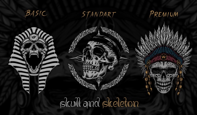 Gig Preview - Make a tshirt design with a skull and skeleton illustration