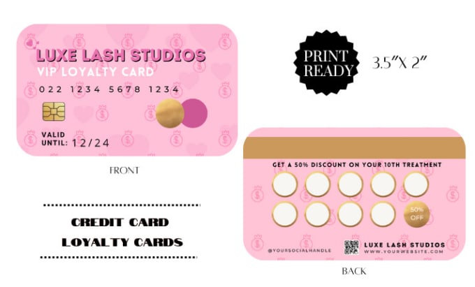 Gig Preview - Make credit card loyalty cards for lashes, nails, beauty