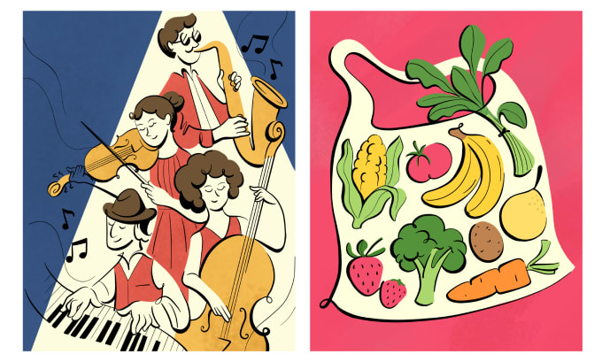 Gig Preview - Draw clean retro mid century style illustrations