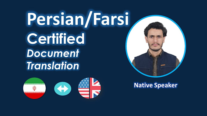 Gig Preview - Provide persian, farsi to english translation services