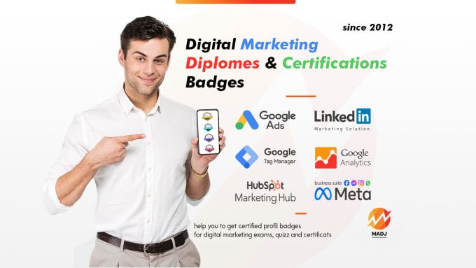 Gig Preview - Help you get digital marketing certificats in 24 hours