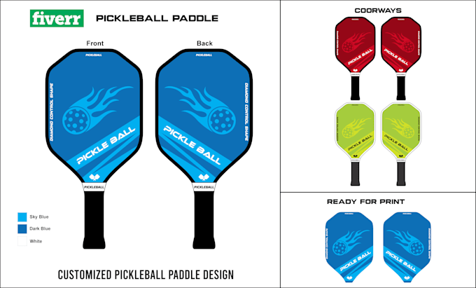 Gig Preview - Create custom pickleball paddle design for your brand