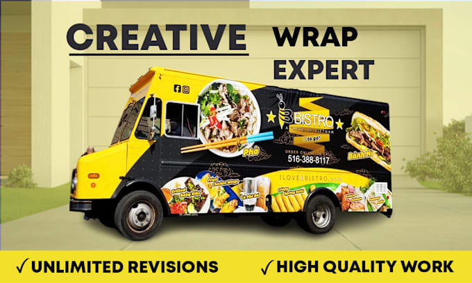 Gig Preview - Create awesome ,car ,van, bike, bus, semi truck ,food truck wrap