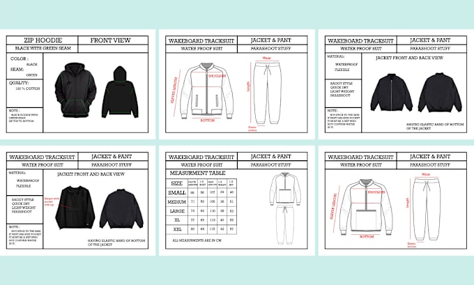 Gig Preview - Design your fashion tech pack and apparel designs