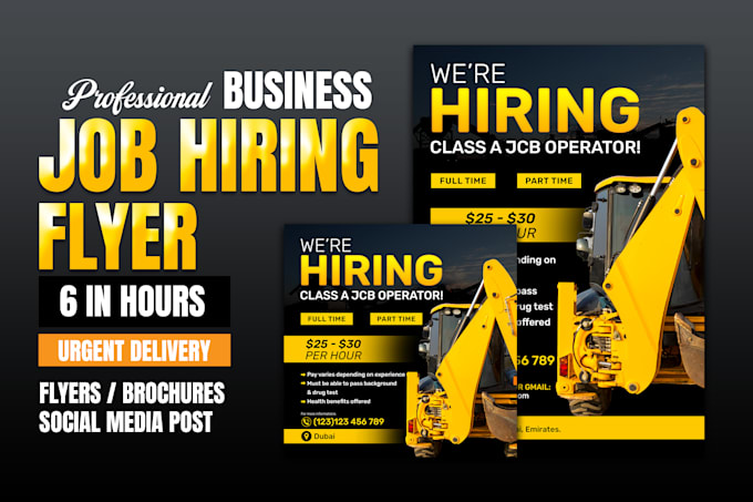 Gig Preview - Design urgent job hiring flyer, business marketing one pager, social media ads