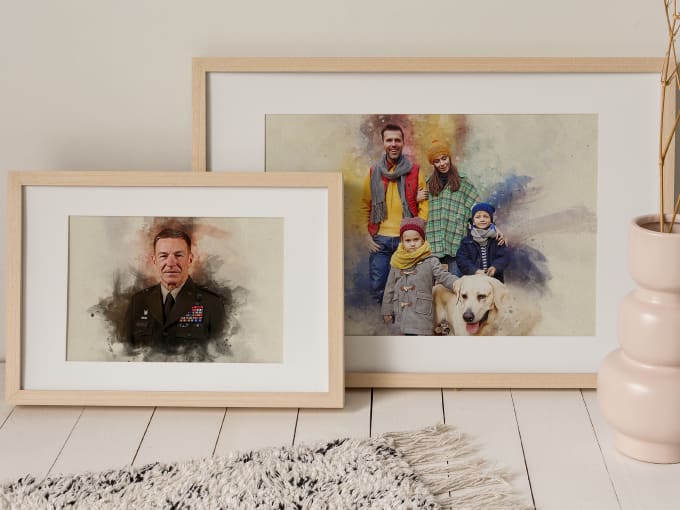 Gig Preview - Do watercolor family portrait from your photo