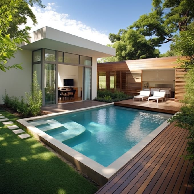 Gig Preview - Design swimming pool, garden, landscape, backyard, terrace, patio rendering