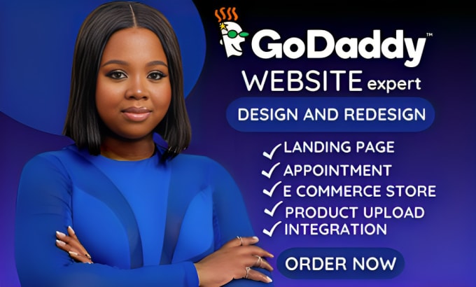 Gig Preview - Godaddy website design godaddy website redesign godaddy develop godaddy