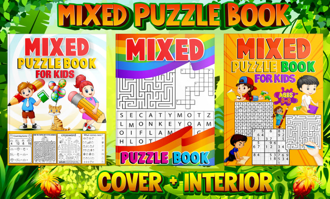 Gig Preview - Do custom mixed puzzle sudoku word search mazes book cover and interior for KDP