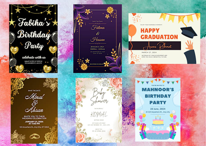 Gig Preview - Birthday card design, wedding card design, graduation card design etc