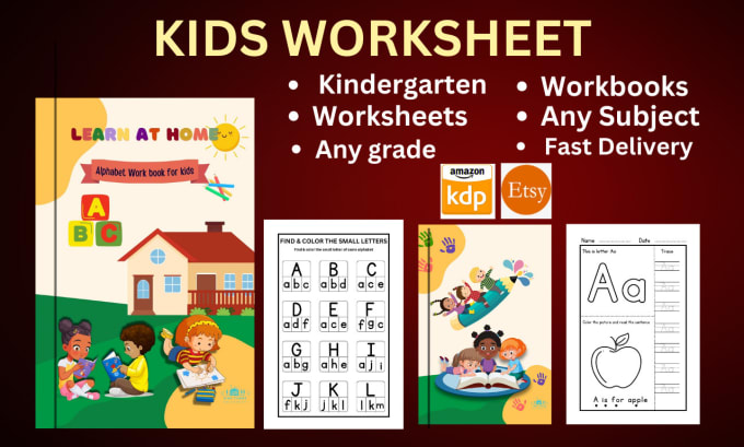 Gig Preview - Do kindergarten preschool kids activity book, worksheet tracing workbook kdp