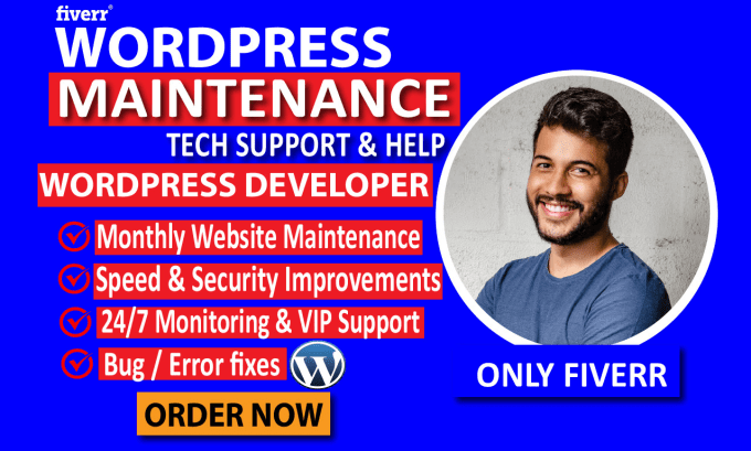 Gig Preview - Be your instant website manager wordpress maintenance support help fix