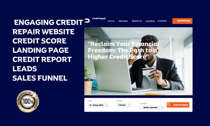 Gig Preview - Design credit repair website credit score landing page report sales funnel