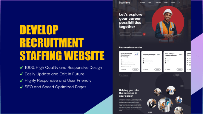 Gig Preview - Develop recruitment wordpress job board website job agency staff hiring site