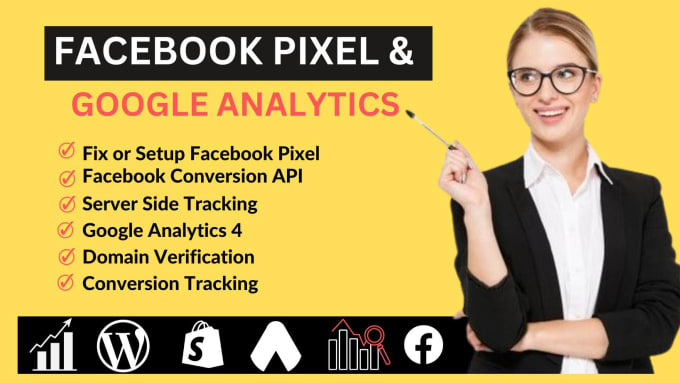 Gig Preview - Setup facebook pixel conversion API google analytics 4 or ecommerce tracking