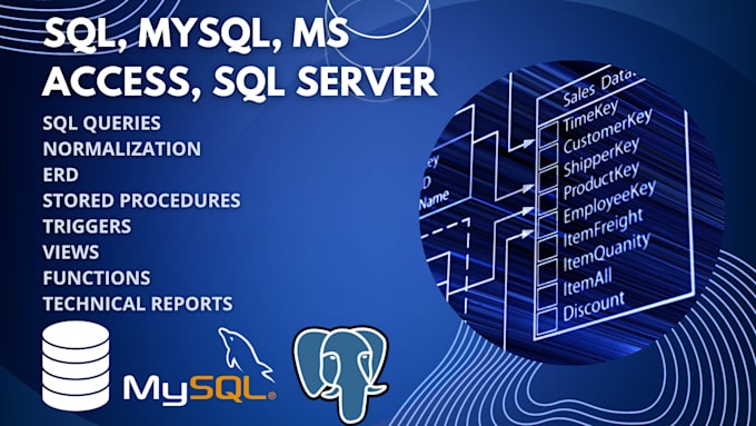 Gig Preview - Create sql queries,database procedures,design erd,and perform data normalization