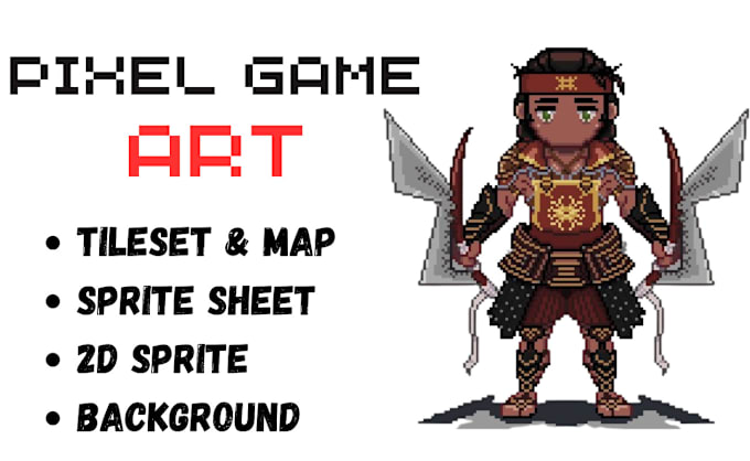 Gig Preview - Create 2d pixel game art, pixel tilesets, pixel map, pixel backgrounds, pixel UI