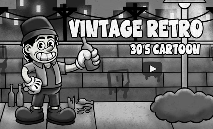 Gig Preview - Draw illustration in retro vintage 1930 rubber hose cartoon style mascot design