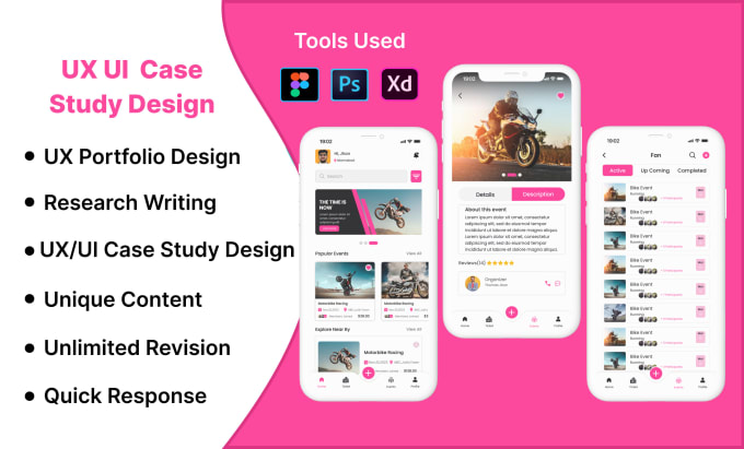 Gig Preview - Do case study, research and presentation uxui design for your portfolio in figma