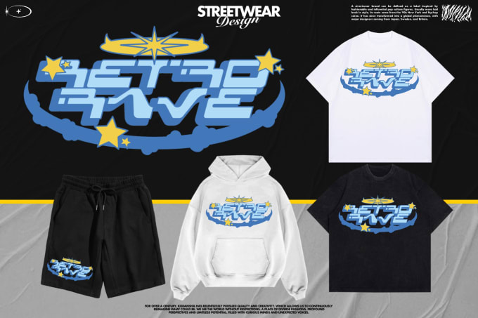 Gig Preview - Create y2k pop edgy streetwear design tshirt hoodies logo