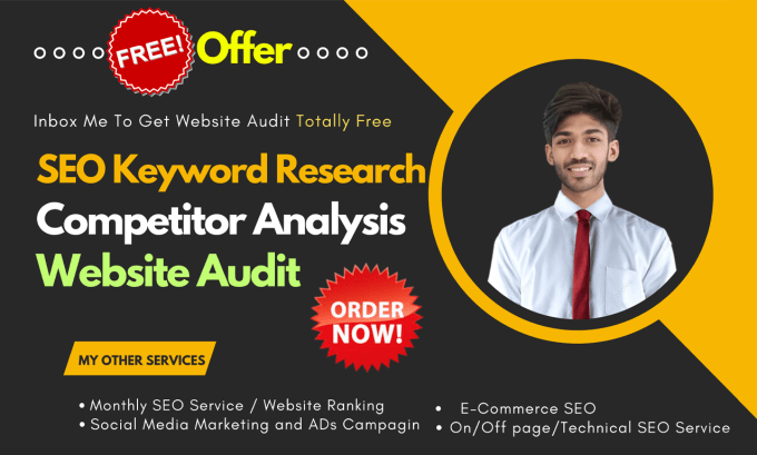 Gig Preview - Do SEO keyword research, competitor analysis, and free website audit