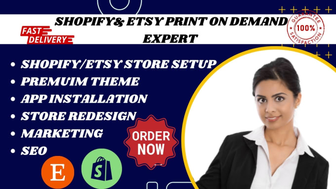 Gig Preview - Create etsy shopify print on demand, shopify etsy printful printify seo