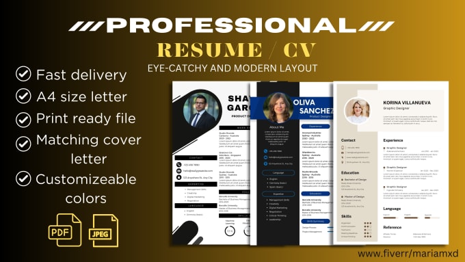 Gig Preview - Make professional CV design, resume design, and cover letter