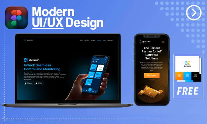 Gig Preview - Design modern UI UX for website, mobile app with free logo