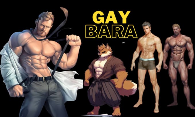 Gig Preview - Draw bara illustrations, gay yaoi bara oc sexy dude commission furry art nsfw