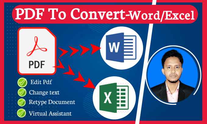 Gig Preview - Convert PDF word or excel fast retype, document text change