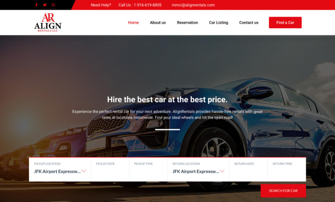 Gig Preview - Create car rental website car dealership motorbike website rental website